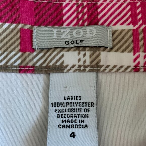 IZOD Plaid Golf Skort Sz 4 Pink Beige/Tan White #106G - Picture 9 of 10